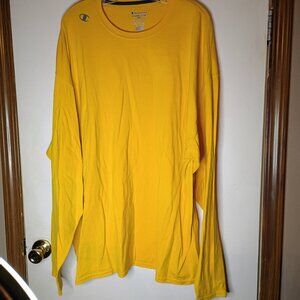 Champion Yellow Long Sleeve T Shirt Mens 3XL Vapor Cotton Logo Tee